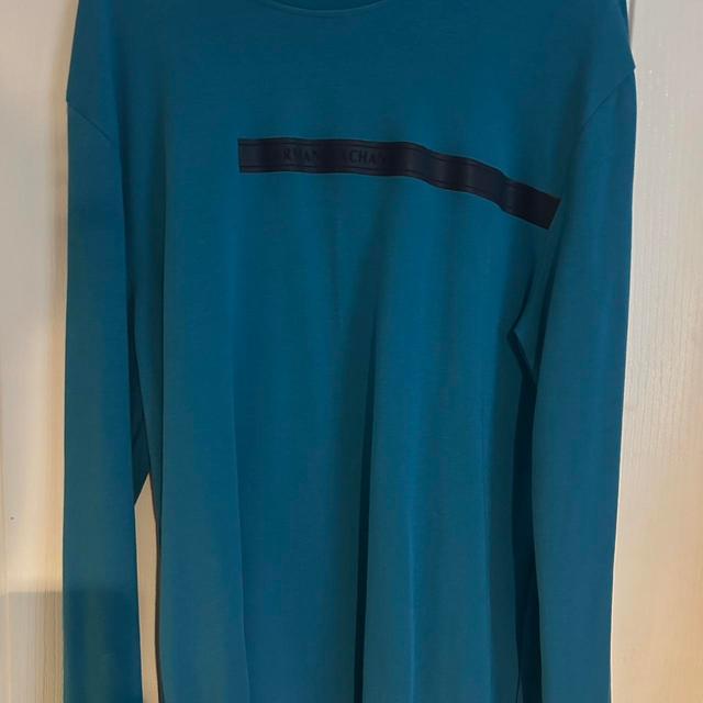 Armani Men's Sweatshirt - Blue/Green - S on Productcaster.