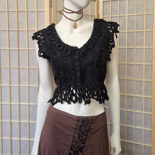 Vintage Women's Crop top - Black - S on Productcaster.