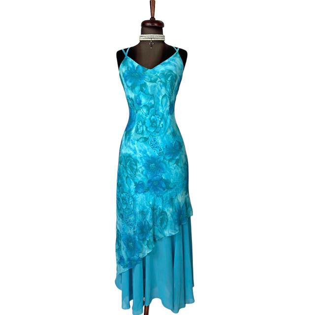 Vintage Women's Party Dress - Blue - M on Productcaster.