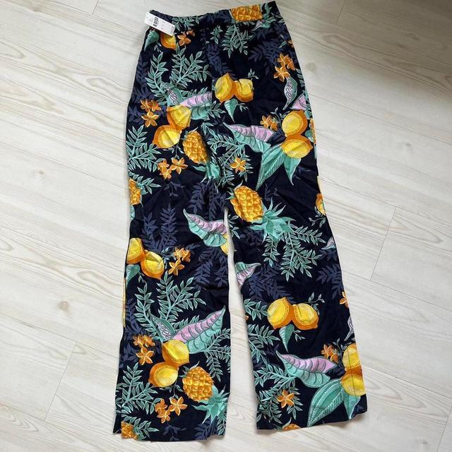 Anthropologie Women's High waisted Printed Trousers - Blue - UK 8 on Productcaster.