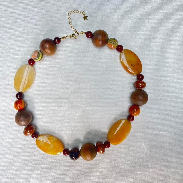 Women's Necklace - Brown/Yellow on Productcaster.