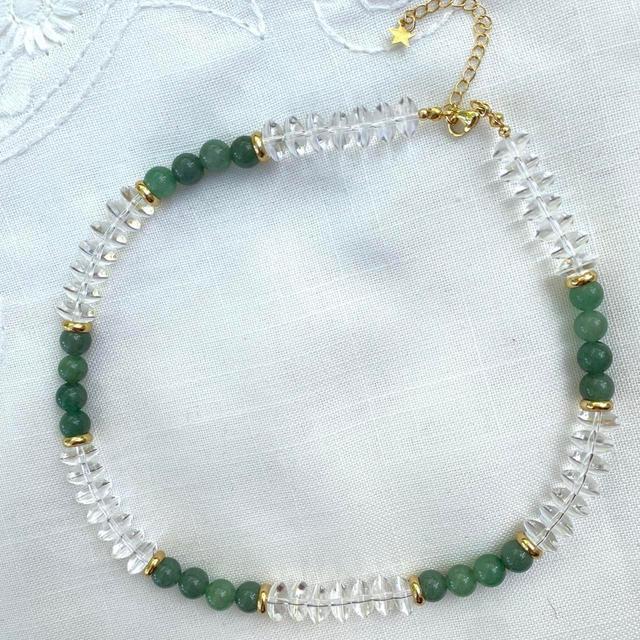 Women's Necklace - Green/White on Productcaster.