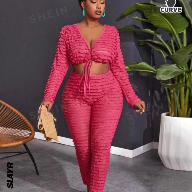 Shein Curve + Plus Women's Jumpsuit - Pink - XXL on Productcaster.