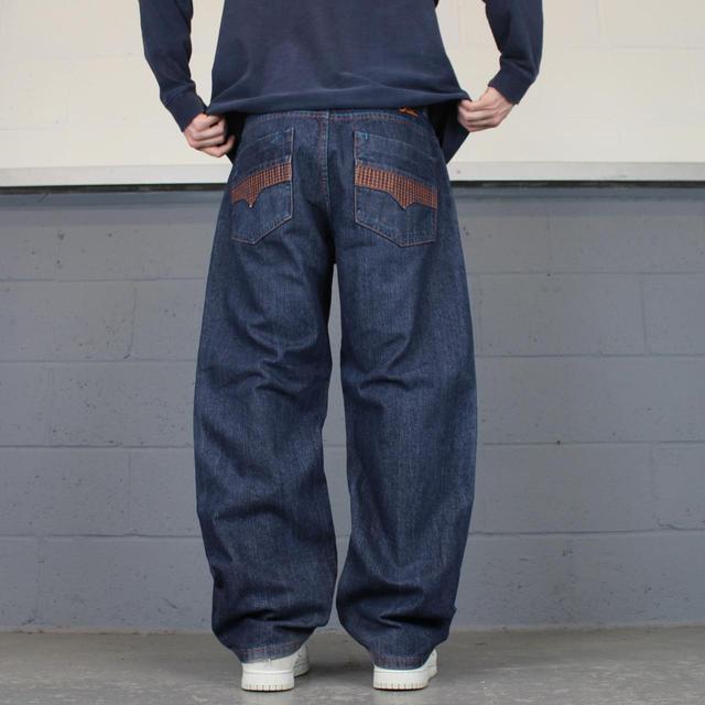 Vintage Men's Straight leg Cargo Jeans - Blue/Navy - 34" on Productcaster.