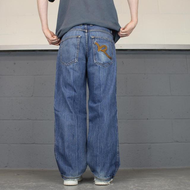 Rocawear Men's Straight leg Cargo Jeans - Blue - 32" on Productcaster.