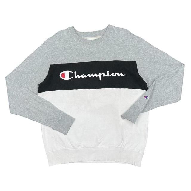 Champion Men's Sweatshirt - Grey/White - M on Productcaster.