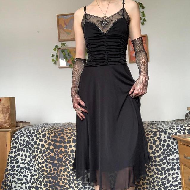 Vintage Women's Slip Dress - Black/Silver - 8 on Productcaster.