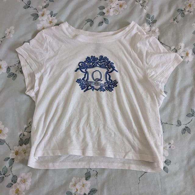 H&M Women's T-shirt - White/Navy - 8 on Productcaster.