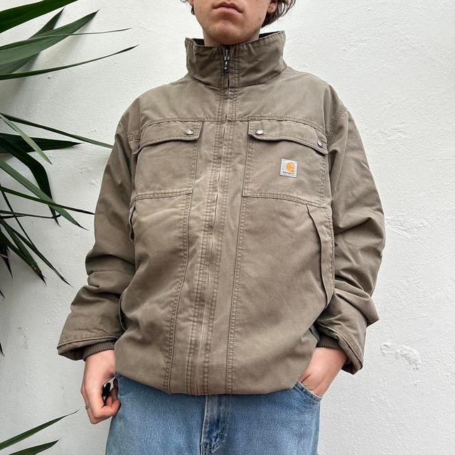 Carhartt Men's Bomber Jacket - Tan/Grey - XL on Productcaster.