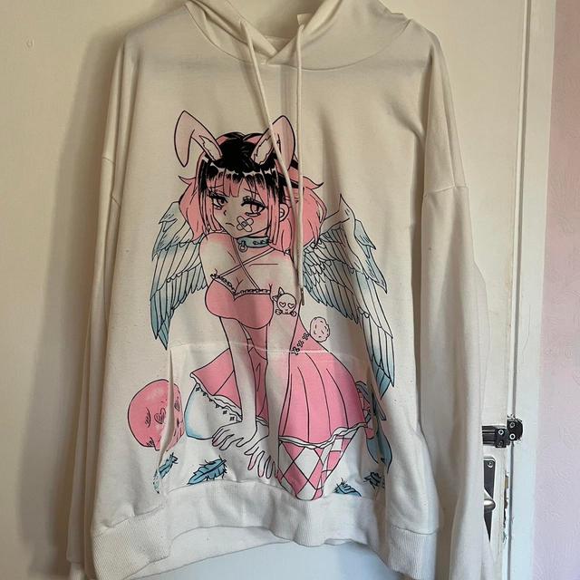 Romwe Women's Hoodie - White/Pink - S on Productcaster.