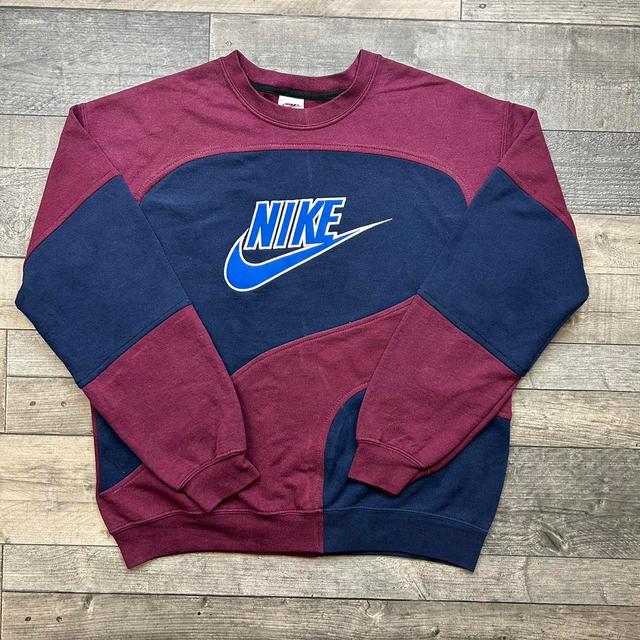 Nike Men's Sweatshirt - Navy/Burgundy - M on Productcaster.