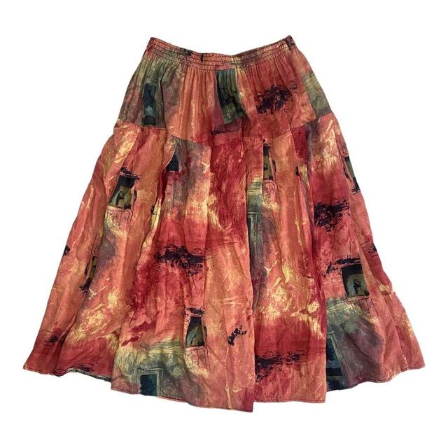 Vintage Women's Casual Skirt - Orange/Multi - 26" on Productcaster.