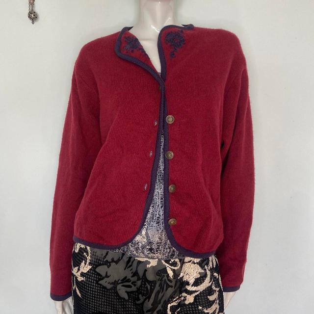 Laura Ashley Women's Cardigan - Burgundy/Multi - L on Productcaster.