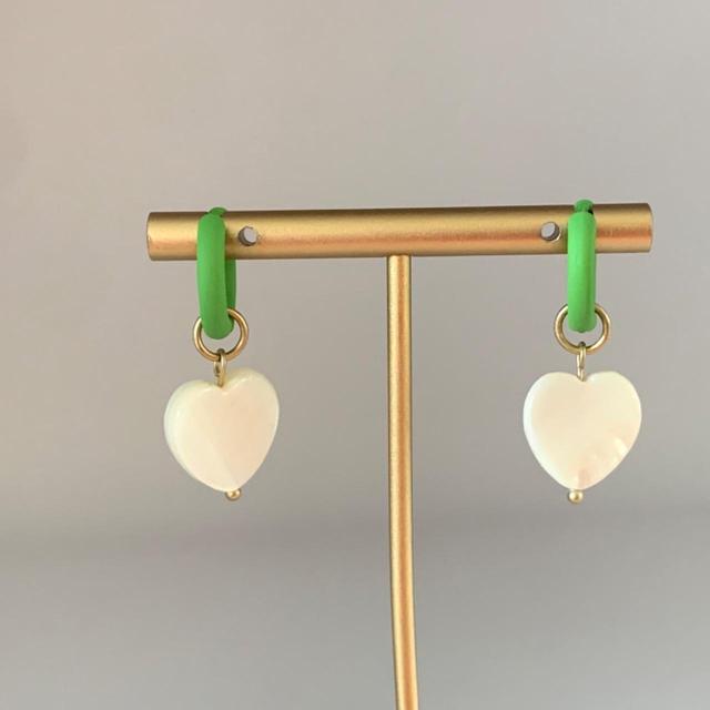 Women's Earrings - Green/White on Productcaster.