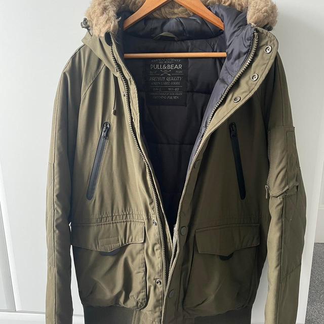 Pull&Bear Men's Parka - Khaki - L on Productcaster.