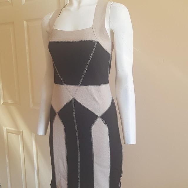 Preloved Women's Bodycon Dress - Black/Cream - 10 on Productcaster.