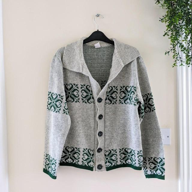 Preloved Women's Cardigan - Grey/Green on Productcaster.