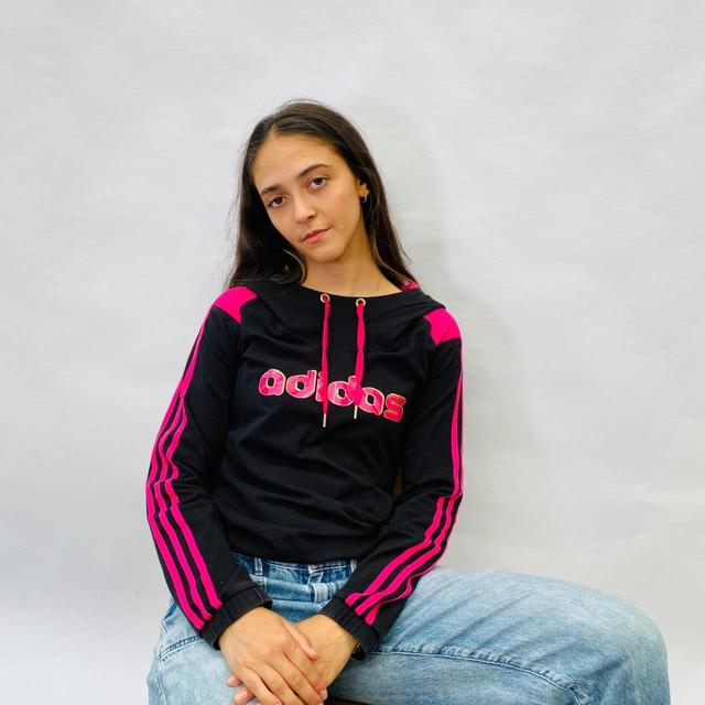 Adidas Women's Hoodie - Black/Pink - S on Productcaster.