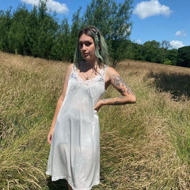 Vintage Women's Slip Dress - White - M on Productcaster.