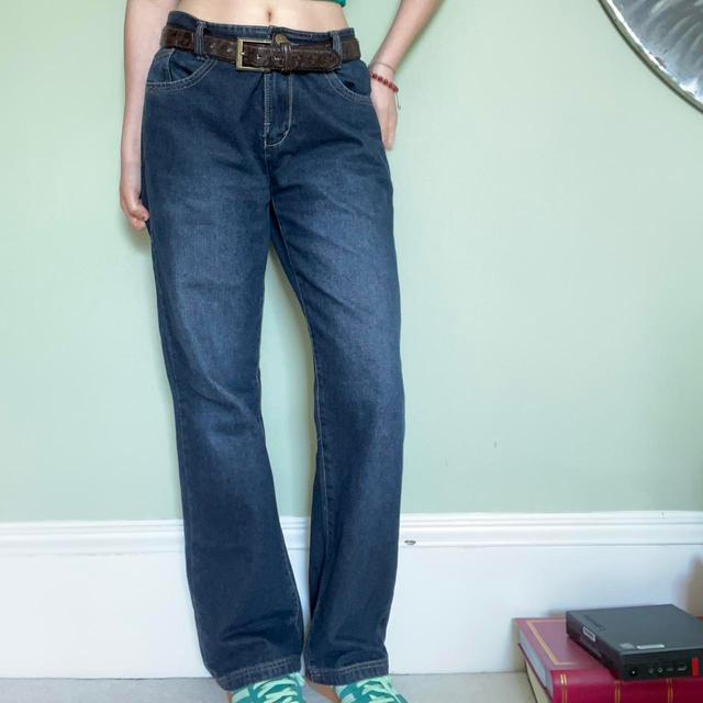 Vintage Women's Embroidered Jeans - Navy - 32" on Productcaster.