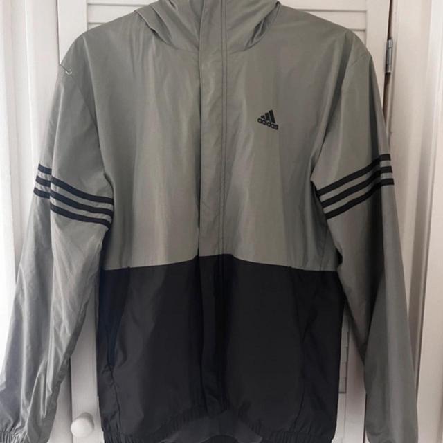 Adidas Men's Windbreaker Jacket - Grey/Khaki - S on Productcaster.