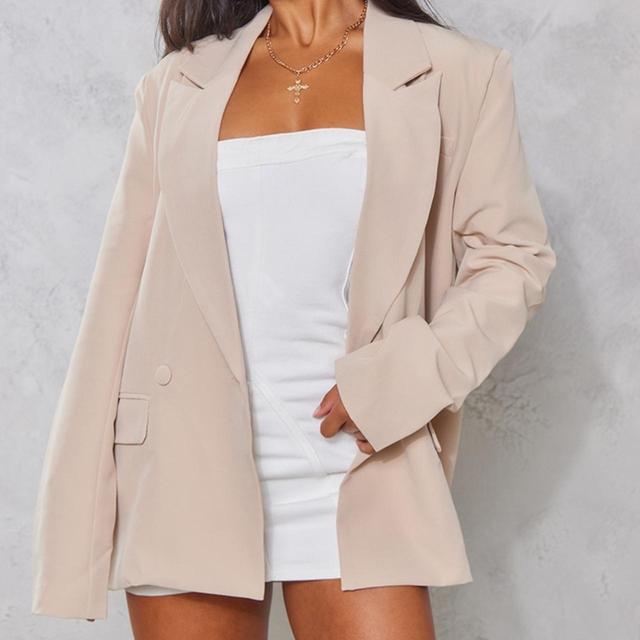 PrettyLittleThing Women's Blazer Jacket - Tan/Cream - UK 4 on Productcaster.