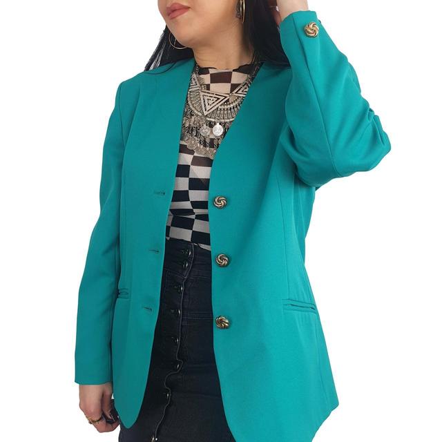 Vintage Women's Blazer Jacket - Green - XL on Productcaster.