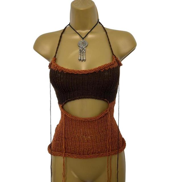 Handmade Women's Vest - Brown - S on Productcaster.