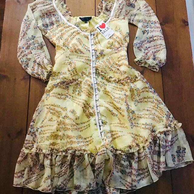 Unique Vintage Women's Dress - Yellow/Multi - 8 on Productcaster.