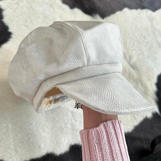 Women's Faux leather Hat - White/Cream on Productcaster.