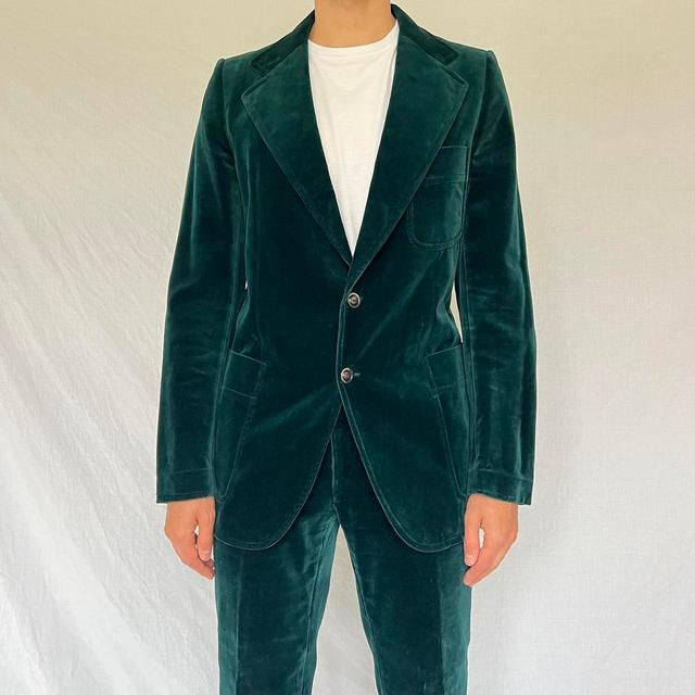 Vintage Men's Suit - Green - M on Productcaster.