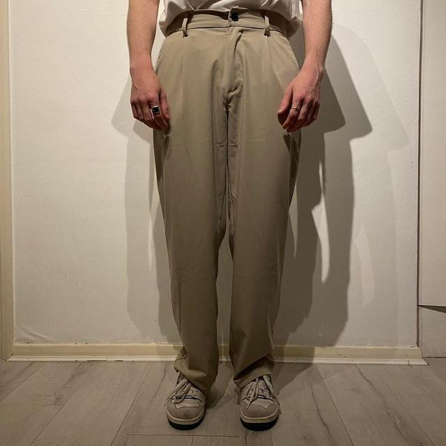 Bershka Men's Wide leg Trousers - Cream - M on Productcaster.