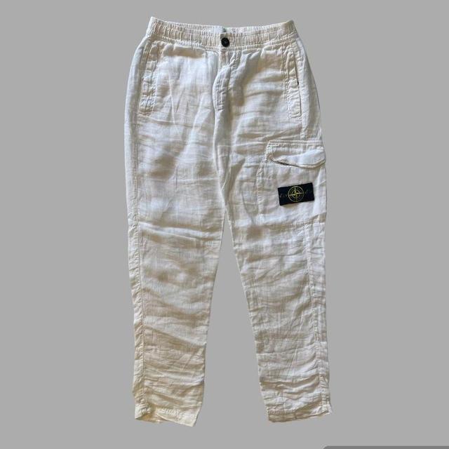 Stone Island Men's Cargo Trousers - White - 30" on Productcaster.