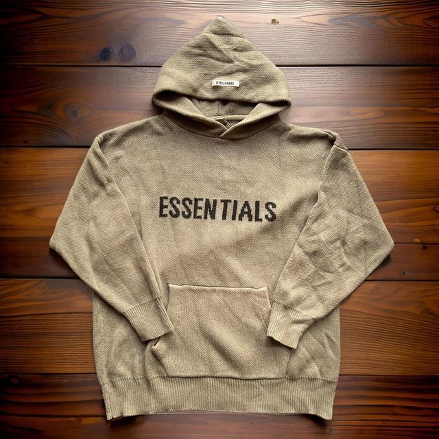 Essentials Men's Hoodie - Khaki/Black - L on Productcaster.