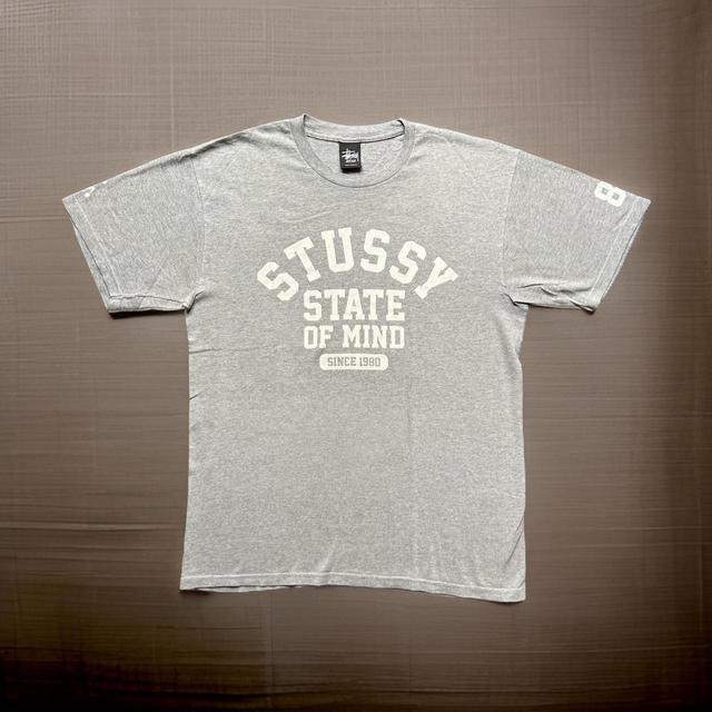 Stüssy Men's T-shirt - Grey/White - M on Productcaster.