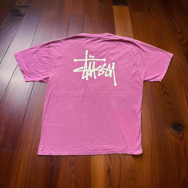 Stüssy Men's T-shirt - Pink/White - XL on Productcaster.