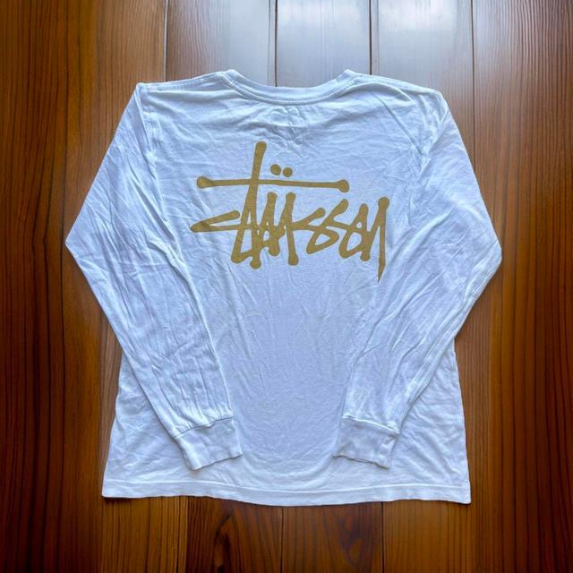 Stüssy Men's T-shirt - White/Gold - S on Productcaster.