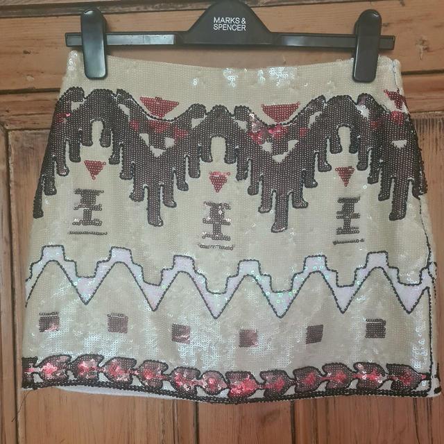 Women's Mini Skirt - Cream/Multi - S on Productcaster.