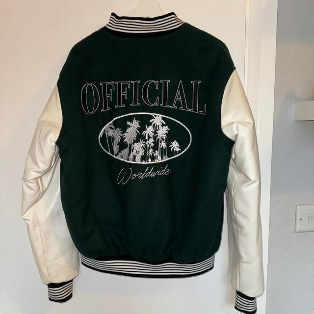 Boohoo Women's Varsity Jacket - Green/White - UK 10 on Productcaster.