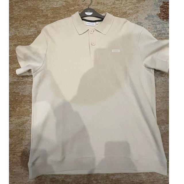 Calvin Klein Men's Polo shirt - Tan/Cream - M on Productcaster.