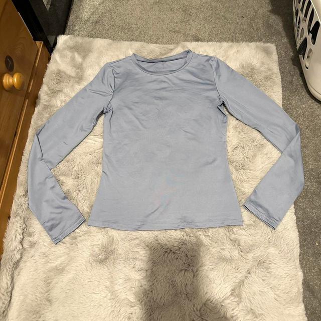 Preloved Women's Crop top - Blue/Grey - 10 on Productcaster.