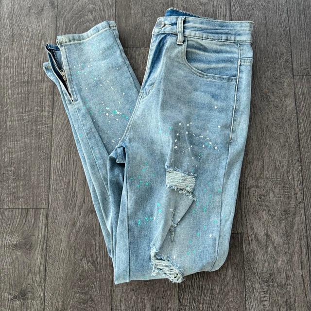 Women's Painted Jeans - Blue - XS on Productcaster.