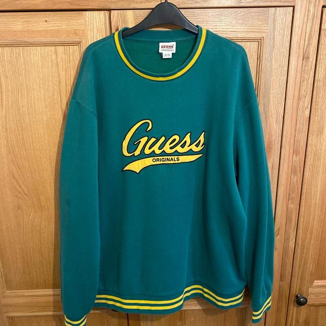 Guess Men's Sweatshirt - Green - XL on Productcaster.