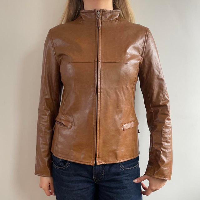 Vintage Women's Blazer Jacket - Brown/Tan - UK 8 on Productcaster.