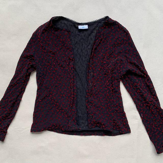 New Look Women's Blouse - Black/Red - 12 on Productcaster.