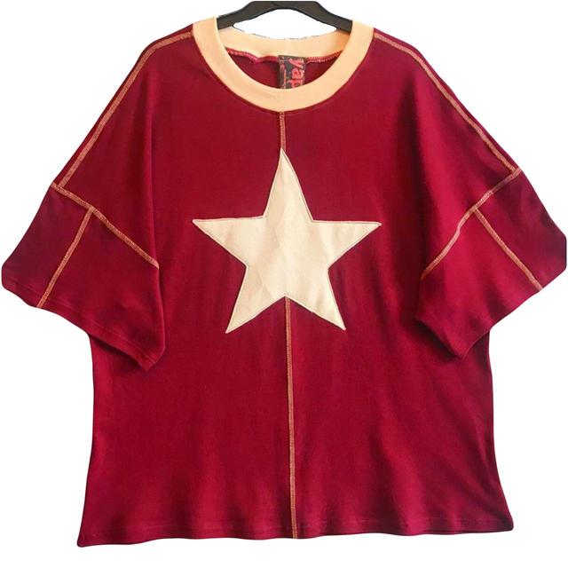 Men's T-shirt - Burgundy/Cream - S on Productcaster.