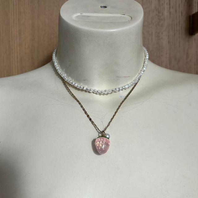 Handmade Women's Necklace - Pink/Gold on Productcaster.