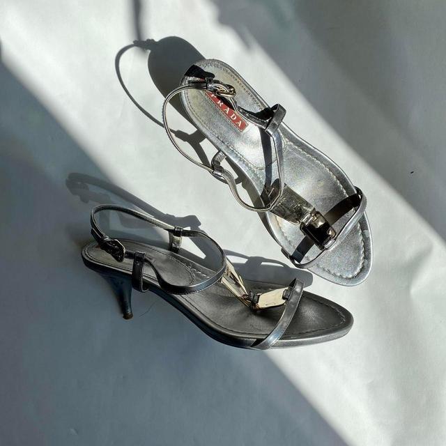 Prada Women's Sandals - Silver - UK 4.5 on Productcaster.