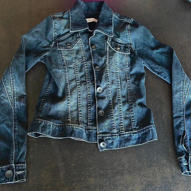 Vintage Women's Denim Jacket - Blue/Navy - UK 6 on Productcaster.