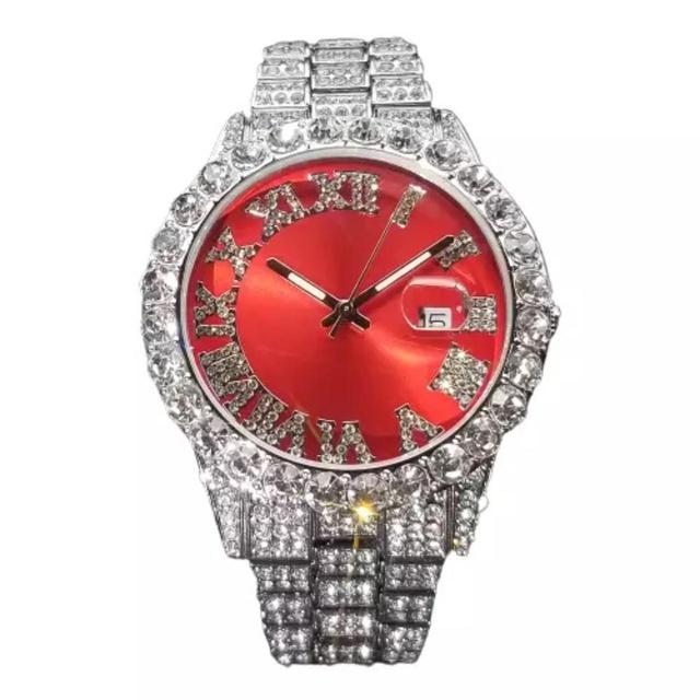 Designer Men's Casual Watch - Silver/Red on Productcaster.